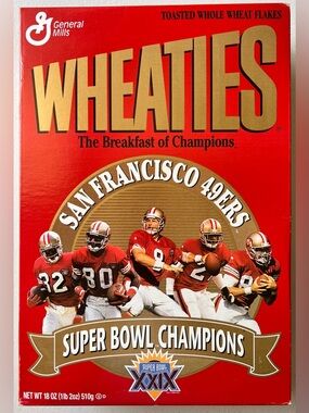 Wheaties San Francisco 49ers Super Bowl Champions XXIX Unopened Cereal Box